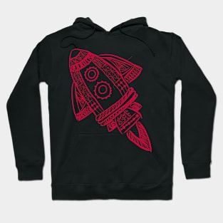 Rocket Line Drawing (Red) Hoodie